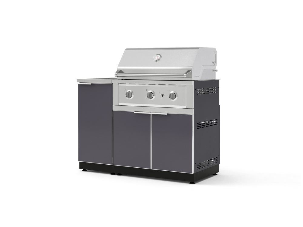 NewAge Outdoor Kitchens Outdoor Grill Island Aluminum 3-Piece Cabinet Set with Sink, Grill Cabinet and Performance Grill-73947-Garage Giant