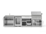 NewAge Outdoor Kitchens Stainless Steel 6-Piece Cabinet Set with Sink, Bar, Grill Cabinet, Platinum Grill, Countertop and Glass Door Fridge-71527-Garage Giant 
