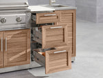 NewAge Outdoor Kitchens Outdoor Grill Island Stainless-Steel Louvered Doors 6-Piece Cabinet Set with Casters and 3-Drawer, Grill Cabinet, Performance Grill, Side Burner and Dekton in Aeris Countertop - (Liquid Propane) 