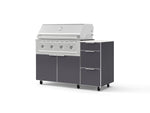 NewAge Outdoor Kitchens Outdoor Grill Island Aluminum 4-Piece Cabinet Set with Casters and 3-Drawer, Grill Cabinet, Performance Grill and Dekton in Aeris Countertop - (Liquid Propane) | Garage Giant 