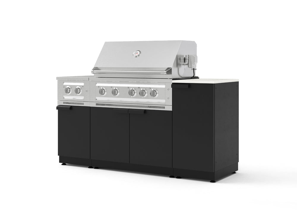 NewAge Outdoor Kitchens Outdoor Grill Island Stainless-Steel 6-Piece Cabinet Set with 1-Door, Grill Cabinet, Platinum Grill, Dual Side Burner and Dekton in Aeris Countertop - (Natural Gas) | Garage Giant