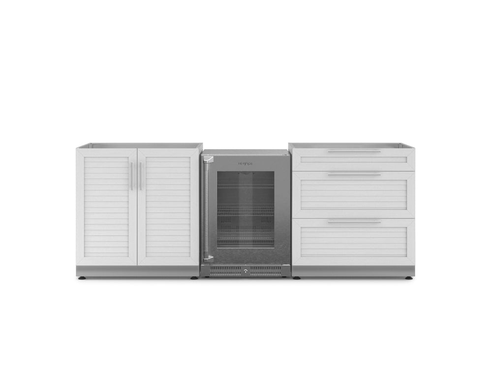NewAge Outdoor Kitchens Stainless Steel 3-Piece Cabinet Set with 3-Drawer, 2-Door Cabinet and Glass Door Fridge-71539-Garage Giant