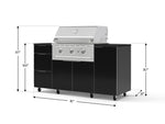 NewAge Outdoor Kitchens Outdoor Grill Island Aluminum 6-Piece Cabinet Set with Casters 1 Door, 3 Drawer, Grill Cabinet, Performance Grill and Dekton in Sirius Countertops - (Liquid Propane) 