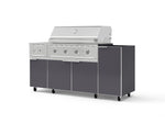 NewAge Outdoor Kitchens Outdoor Grill Island Aluminum 5-Piece Cabinet Set with Casters and 1-Door, Grill Cabinet, Side Burner and Performance Grill - (Liquid Propane) | Garage Giant 