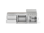 NewAge Outdoor Kitchens Stainless-Steel 5-Piece Cabinet Set with 3-Drawer, Bar, Grill Cabinet, Performance Grill and Countertop-73361-Garage Giant 