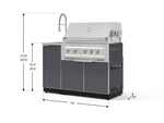 NewAge Outdoor Kitchens Outdoor Grill Island Aluminum 3-Piece Cabinet Set with Sink, Grill Cabinet and Platinum Grill-75340-Garage Giant 