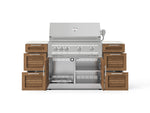 NewAge Outdoor Kitchens Outdoor Grill Island Stainless-Steel Louvered Doors 6-Piece Cabinet Set with 3 Drawers, Grill Cabinet, Platinum Grill and Dekton in Aeris Countertops - (Liquid Propane) 