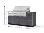 NewAge Outdoor Kitchens Outdoor Grill Island Aluminum 5-Piece Cabinet Set with 3-Drawer, Grill Cabinet, Dual Side Burner and Platinum Grill - (Natural Gas) 