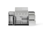 NewAge Outdoor Kitchens Outdoor Grill Island Stainless-Steel 5-Piece Cabinet Set with Sink, 3 Drawer, Grill Cabinet, Performance Grill and Stainless Steel Countertop - (Natural Gas) 