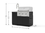 NewAge Outdoor Kitchens Outdoor Grill Island Stainless-Steel 3-Piece Cabinet Set with Sink, Grill Cabinet, and Performance Grill 