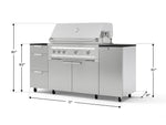 NewAge Outdoor Kitchens Outdoor Grill Island Stainless-Steel 6-Piece Cabinet Set with Casters 1 Door, 3 Drawer, Grill Cabinet, Platinum Grill and Dekton in Sirius Countertops - (Liquid Propane) 