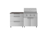 NewAge Outdoor Kitchens Stainless Steel 4-Piece Cabinet Set with Casters and 3 Drawer, Grill Cabinet, Performance Grill, Countertop-72174-Garage Giant 