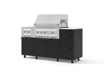 NewAge Outdoor Kitchens Outdoor Grill Island Stainless-Steel 6-Piece Cabinet Set with Casters and 3-Drawer, Grill Cabinet, Platinum Grill, Dual Side Burner and Dekton in Aeris Countertop - (Liquid Propane) | Garage Giant 