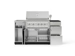 NewAge Outdoor Kitchens Outdoor Grill Island Stainless-Steel 5-Piece Cabinet Set with Sink, 3 Drawer, Grill Cabinet, Platinum Grill and Stainless Steel Countertop - (Natural Gas) 