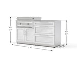 NewAge Outdoor Kitchens Stainless-Steel Louvered Doors 4-Piece Cabinet Set with 3 Drawer, Grill Cabinet, Platinum Griddle and Countertop-75160-Garage Giant 