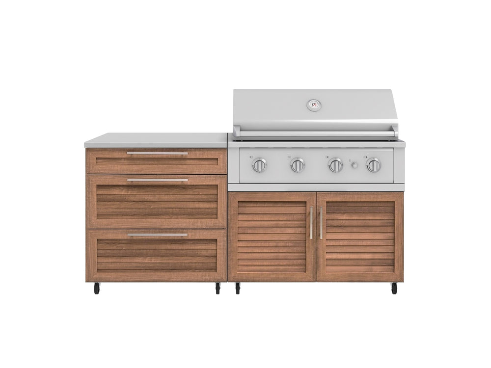NewAge Outdoor Kitchens Stainless Steel 4-Piece Cabinet Set with Casters and 3 Drawer, Grill Cabinet, Performance Grill, Countertop-72224-Garage Giant