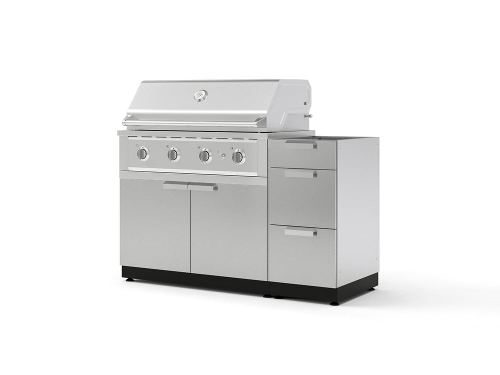 NewAge Outdoor Kitchens Outdoor Grill Island Stainless-Steel 3-Piece Cabinet Set with 3-Drawer, Grill Cabinet and Performance Grill - (Liquid Propane) | Garage Giant