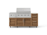 NewAge Outdoor Kitchens Outdoor Grill Island Stainless-Steel Louvered Doors 6-Piece Cabinet Set with Casters and 3-Drawer, Grill Cabinet, Performance Grill, Side Burner and Dekton in Aeris Countertop - (Liquid Propane) 