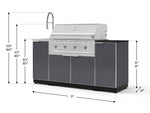 NewAge Outdoor Kitchens Outdoor Grill Island Aluminum 5-Piece Cabinet Set with Sink, 1 Door, Grill Cabinet, Performance Grill and Stainless Steel Countertop - (Natural Gas) 