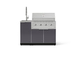 NewAge Outdoor Kitchens Outdoor Grill Island Aluminum 3-Piece Cabinet Set with Sink, Grill Cabinet and Performance Grill-75259-Garage Giant 