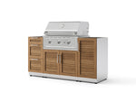 NewAge Outdoor Kitchens Outdoor Grill Island Stainless-Steel Louvered Doors 5-Piece Cabinet Set with 1 Door, 3 Drawer, Grill Cabinet and Performance Grill - (Natural Gas) | Garage Giant 