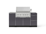 NewAge Outdoor Kitchens Outdoor Grill Island Aluminum 5-Piece Cabinet Set with Sink, 3 Drawer, Grill Cabinet, Platinum Grill and Stainless Steel Countertop - (Liquid Propane) 
