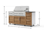 NewAge Outdoor Kitchens Outdoor Grill Island Stainless-Steel Louvered Doors 6-Piece Cabinet Set with Casters and 3-Drawer, Grill Cabinet, Platinum Grill, Dual Side Burner and Dekton in Sirius Countertop - (Liquid Propane) 