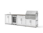 NewAge Outdoor Kitchens Stainless Steel 6-Piece Cabinet Set with Sink, Bar, Grill Cabinet, Platinum Grill, Countertop and Glass Door Fridge-73849-Garage Giant 