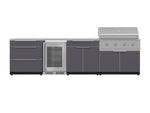 NewAge Outdoor Kitchens Aluminum 7-Piece Cabinet Set with 3-Drawer, Bar, Grill Cabinet, Performance Grill, Countertops and Fridge-66557-Garage Giant 