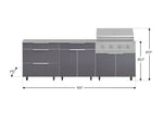 NewAge Outdoor Kitchens Aluminum 5-Piece Cabinet Set With Casters and 3 Drawer, Bar, Grill Cabinet, Performance Grill, Countertop-72640-Garage Giant 