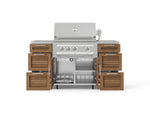 NewAge Outdoor Kitchens Outdoor Grill Island Stainless-Steel Louvered Doors 6-Piece Cabinet Set with Casters 3 Drawers, Grill Cabinet, Platinum Grill, Countertops 
