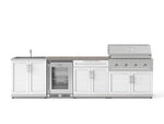NewAge Outdoor Kitchens Stainless Steel 6-Piece Cabinet Set with Sink, Bar, Grill Cabinet, Performance Grill, Countertop and Glass Door Fridge-73844-Garage Giant 