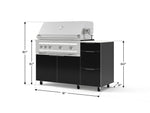 NewAge Outdoor Kitchens Outdoor Grill Island Aluminum 4-Piece Cabinet Set with Casters and 3-Drawer, Grill Cabinet, Platinum Grill and Dekton in Aeris Countertop - (Liquid Propane) 