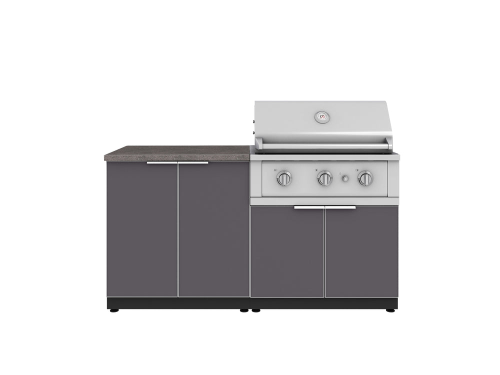 NewAge Outdoor Kitchens Aluminum 4-Piece Cabinet Set with 2 Door, Grill Cabinet, Performance Grill, and Countertop-71790-Garage Giant