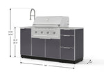 NewAge Outdoor Kitchens Outdoor Grill Island Aluminum 5-Piece Cabinet Set with Sink, 3 Drawer, Grill Cabinet, Performance Grill and Stainless Steel Countertop-75554-Garage Giant 