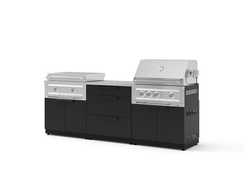 NewAge Outdoor Kitchens Stainless Steel 6-Piece Cabinet Set with 3 Drawer, Grill Cabinet, Platinum Griddle, Grill and Countertop-75157-Garage Giant