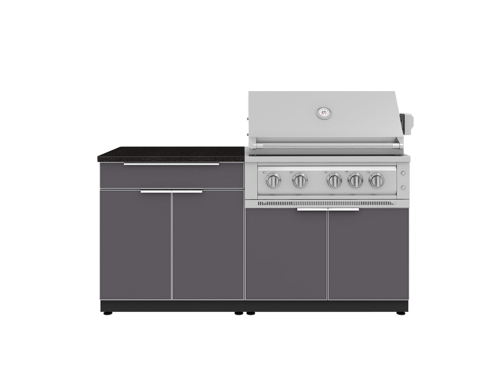 NewAge Outdoor Kitchens Aluminum 4-Piece Cabinet Set with Bar, Grill Cabinet, Platinum Grill, and Countertop-71689-Garage Giant
