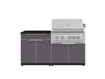 NewAge Outdoor Kitchens Aluminum 4-Piece Cabinet Set with Bar, Grill Cabinet, Platinum Grill, and Countertop-71689-Garage Giant 