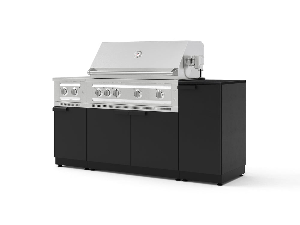 NewAge Outdoor Kitchens Outdoor Grill Island Stainless-Steel 6-Piece Cabinet Set with 1-Door, Grill Cabinet, Platinum Grill, Dual Side Burner and Dekton in Sirius Countertop - (Liquid Propane) | Garage Giant