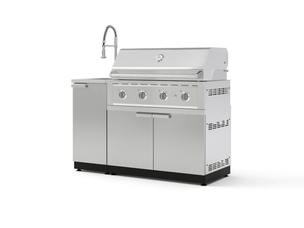 NewAge Outdoor Kitchens Outdoor Grill Island Stainless-Steel 3-Piece Cabinet Set with Sink, Grill Cabinet and Performance Grill-75347-Garage Giant