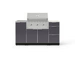 NewAge Outdoor Kitchens Outdoor Grill Island Aluminum 5-Piece Cabinet Set with Sink, 3 Drawer, Grill Cabinet, Performance Grill and Stainless Steel Countertop - (Liquid Propane) 