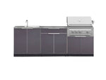 NewAge Outdoor Kitchens Aluminum 5-Piece Cabinet Set with Bar, Sink, Grill Cabinet, Platinum Grill, and Countertop-71078-Garage Giant 