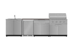 NewAge Outdoor Kitchens Stainless Steel 6-Piece Cabinet Set with Sink, Bar, Grill Cabinet, Performance Grill, Countertop and Fridge-72070-Garage Giant 