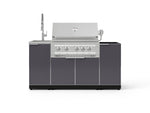 NewAge Outdoor Kitchens Outdoor Grill Island Aluminum 5-Piece Cabinet Set with Sink, 1 Door, Grill Cabinet, Platinum Grill and Stainless Steel Countertop - (Natural Gas) 