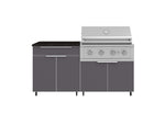 NewAge Outdoor Kitchens Aluminum 4-Piece Cabinet Set with Casters and Bar, Grill Cabinet, Performance Grill, and Countertop-72235-Garage Giant 