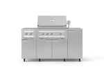 NewAge Outdoor Kitchens Outdoor Grill Island Stainless-Steel 6-Piece Cabinet Set with Casters and 1-Door, Grill Cabinet, Platinum Grill, Dual Side Burner, Countertop-74863-Garage Giant 