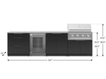 NewAge Outdoor Kitchens Stainless Steel 7-Piece Cabinet Set with 3-Drawer, Bar, Grill Cabinet, Performance Grill, Countertops, and Glass Door Fridge-71372-Garage Giant 