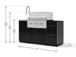 NewAge Outdoor Kitchens Outdoor Grill Island Aluminum 5-Piece Cabinet Set with Sink, 3 Drawer, Grill Cabinet, Performance Grill and Stainless Steel Countertop - (Natural Gas) 
