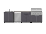 NewAge Outdoor Kitchens Aluminum 6-Piece Cabinet Set with Sink, Bar, Grill Cabinet, Performance Grill, Countertop and Fridge-72046-Garage Giant 
