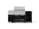 NewAge Outdoor Kitchens Outdoor Grill Island Stainless-Steel 6-Piece Cabinet Set with Casters and 1-Door, Grill Cabinet, Performance Grill, Side Burner and Dekton in Aeris Countertop - (Liquid Propane) 